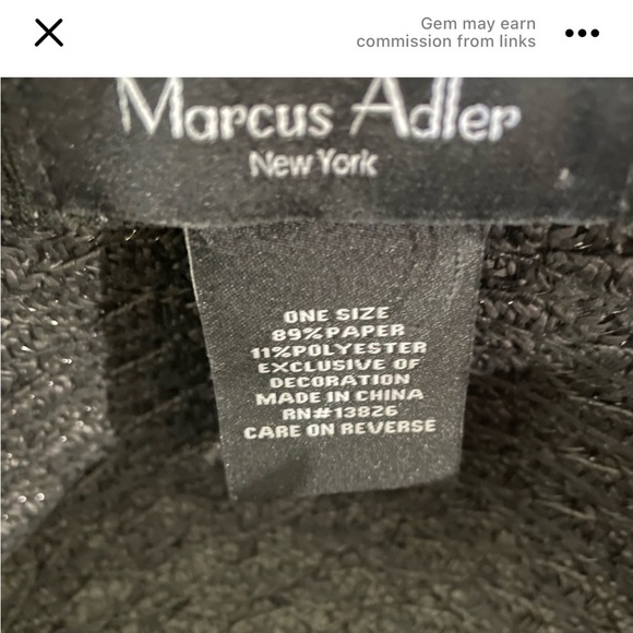 Marcus Adler New York black floppy hat with gold chain and sheer scarf accent - Picture 2 of 7